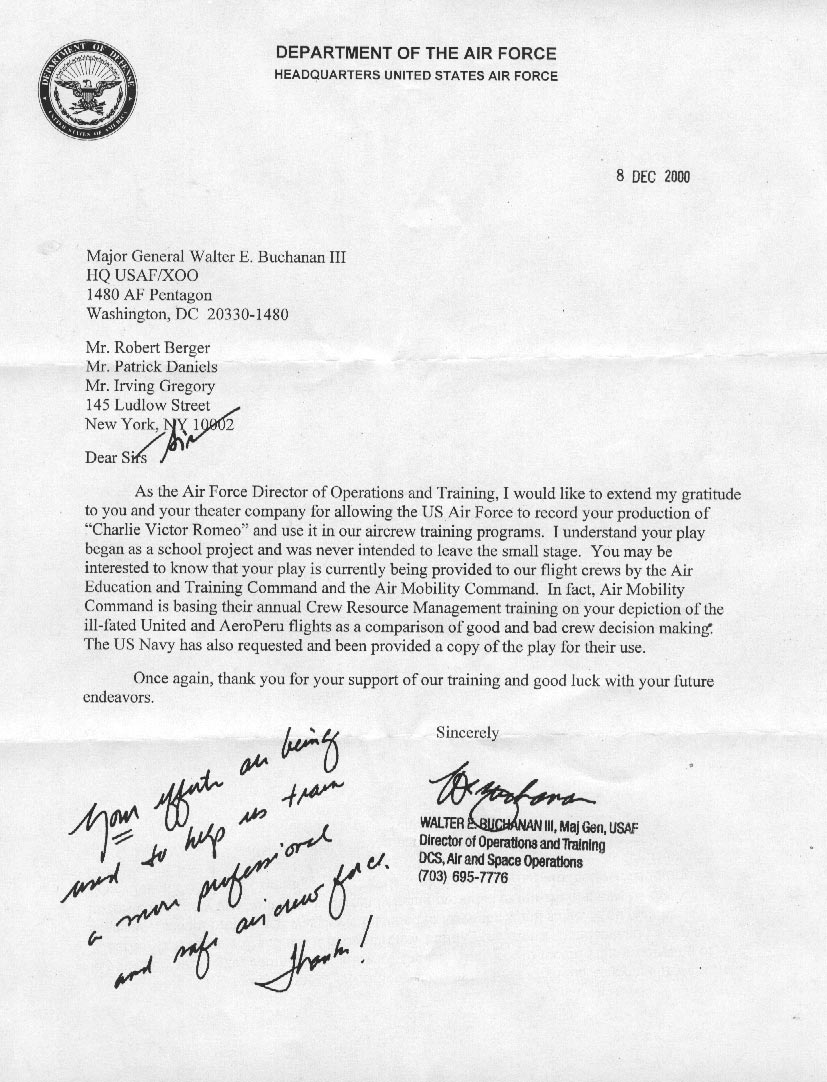 US Air Force LETTER